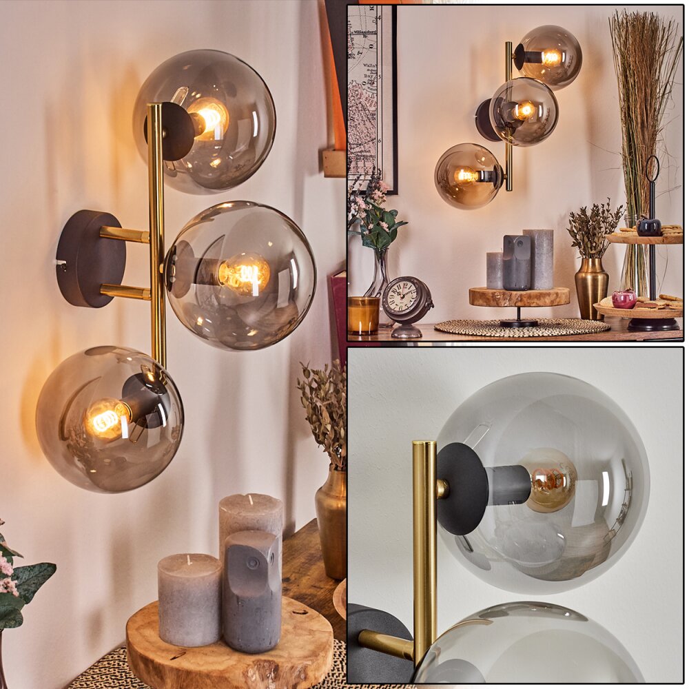 Gastor Boule lumineuse, Applique murale 42 cm Or, Noir, 3 lumières main product photo