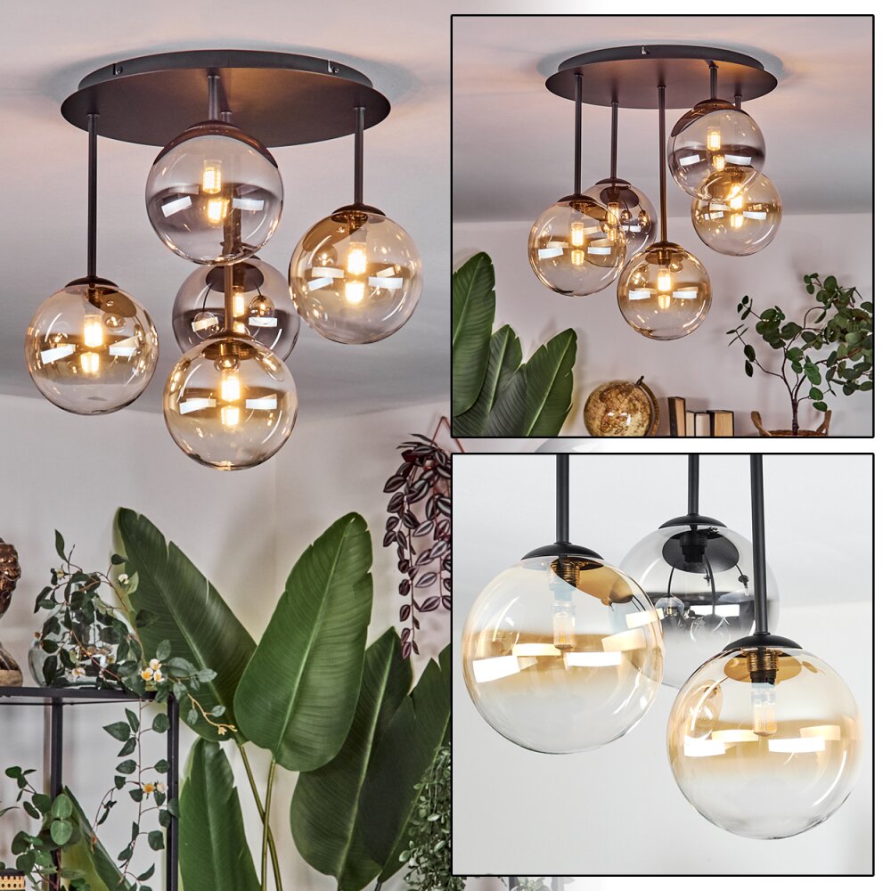 Chehalis Plafonnier, Boule lumineuse Ambre, Clair, Fumé, 5 lumières main product photo