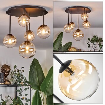 Chehalis Plafonnier, Boule lumineuse 42.5 cm Ambre, Clair, 5 lumières