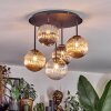 Chehalis Plafonnier, Boule lumineuse Ambre, Clair, Fumé, 5 lumières
