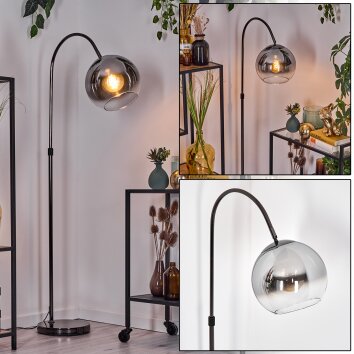 Koyoto Lampadaire Chrome, Noir, 1 lumière