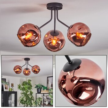 Ripoll Plafonnier, Boule lumineuse Cuivré, 3 lumières Ripoll Plafonnier, Boule lumineuse Cuivré, 3 lumières