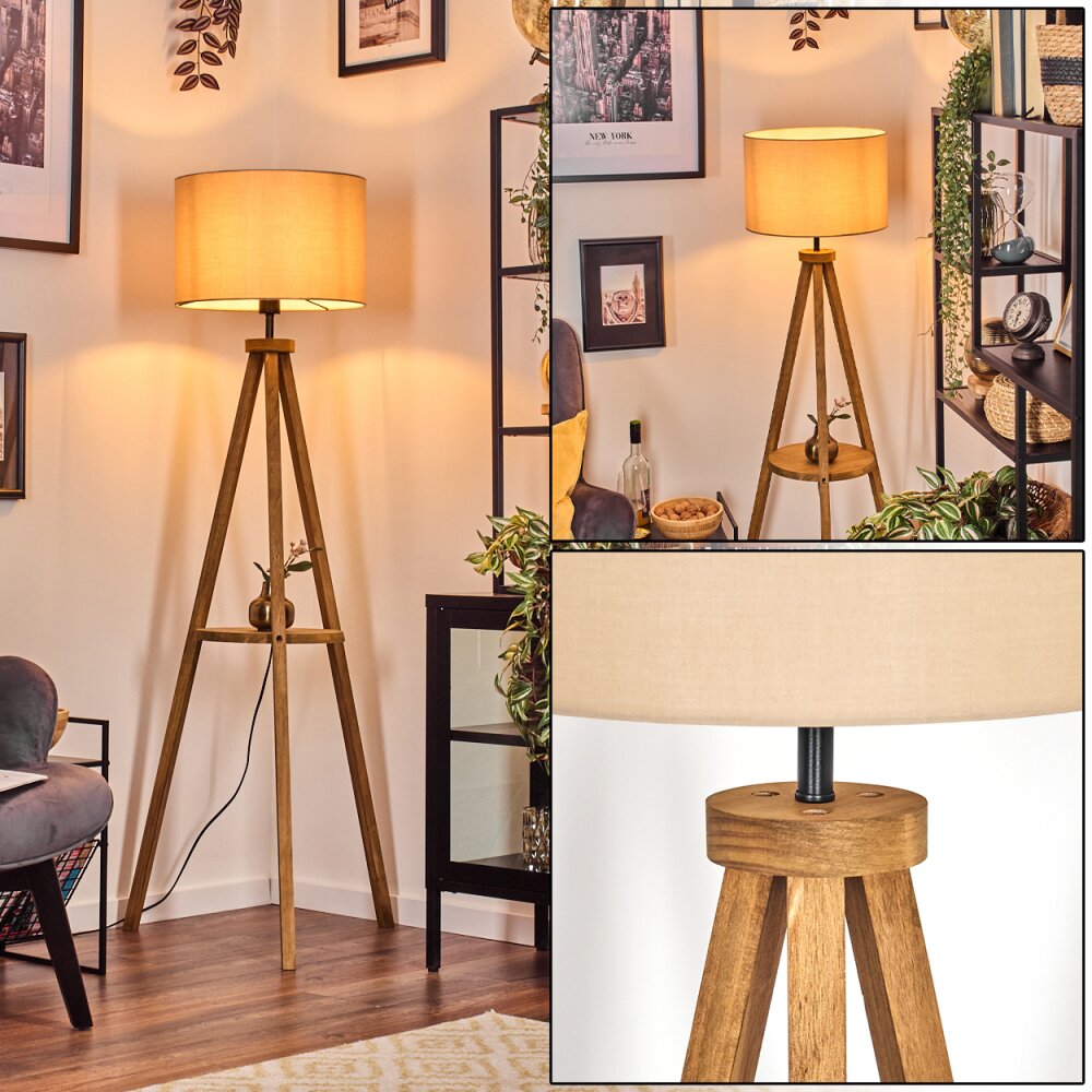 Soungou Lampadaire Bois foncé, Noir, 1 lumière main product photo