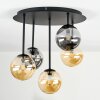 Chehalis Plafonnier, Boule lumineuse Ambre, Fumé, 5 lumières