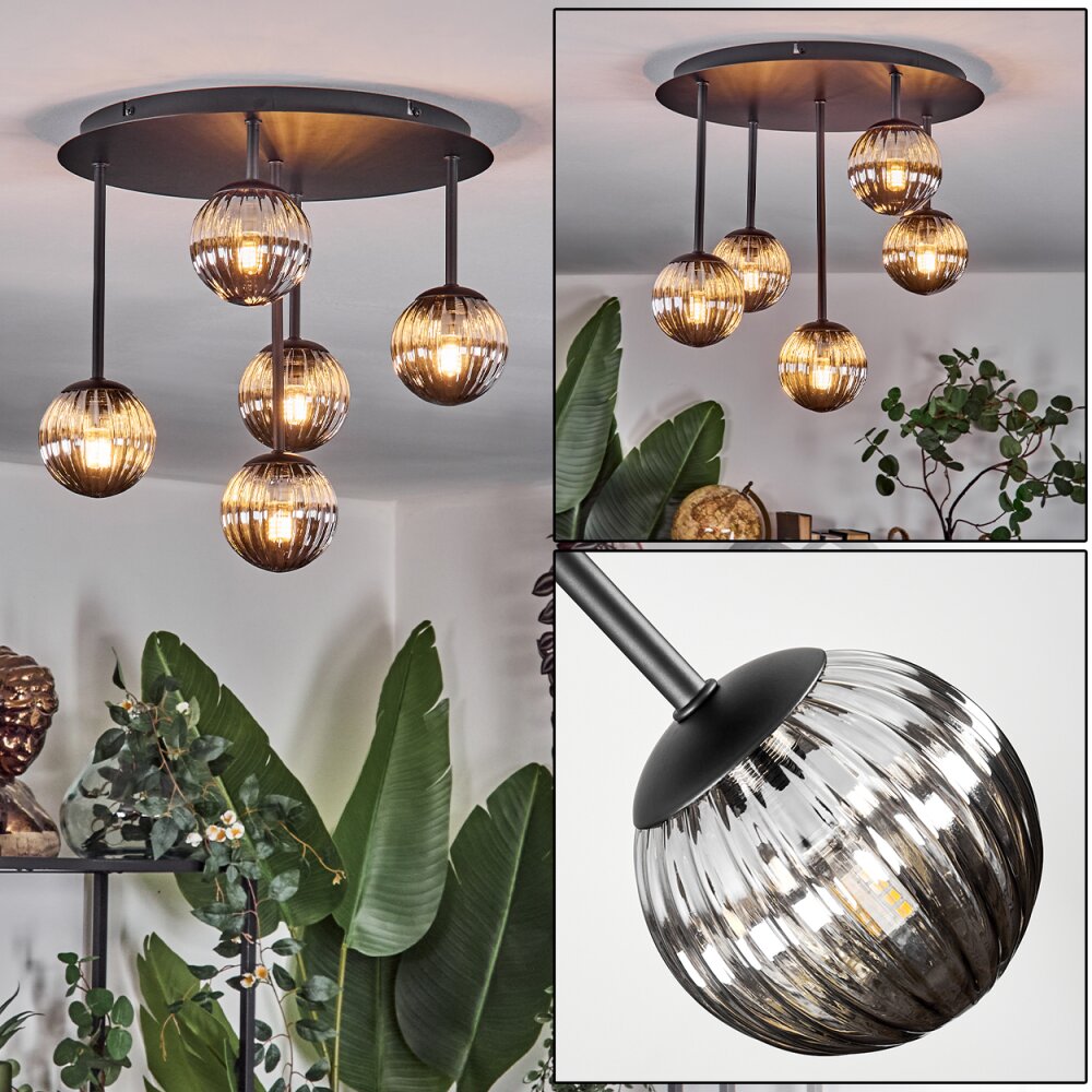 Chehalis Plafonnier, Boule lumineuse Fumé, 5 lumières main product photo