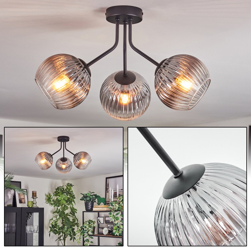 Koyoto Plafonnier, Boule lumineuse Clair, Fumé, 3 lumières main product photo