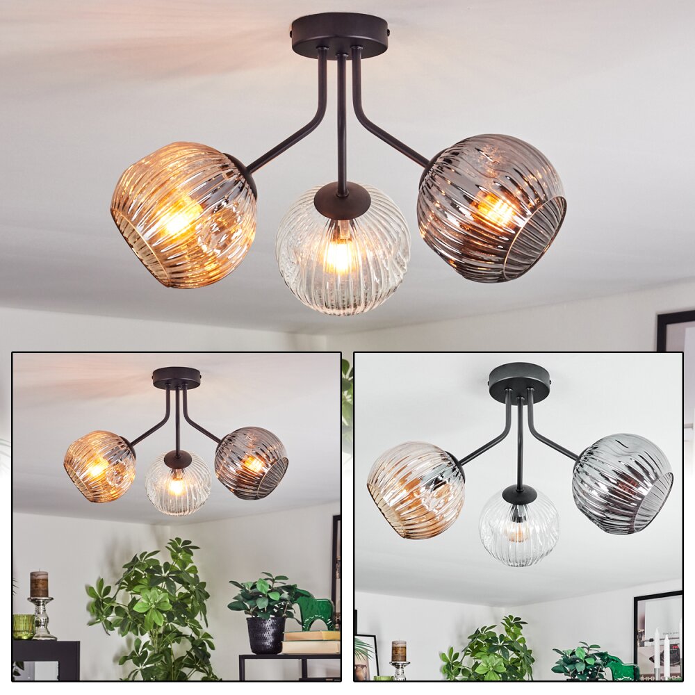 Ripoll Plafonnier, Boule lumineuse Ambre, Clair, Fumé, 3 lumières main product photo