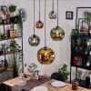 Ripoll Suspension, Boule lumineuse, Suspension grappe Bleu, Chrome, Or, Vert, Cuivré, Fumé, 5 lumières