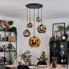Ripoll Suspension, Boule lumineuse, Suspension grappe Bleu, Chrome, Or, Vert, Cuivré, Fumé, 5 lumières
