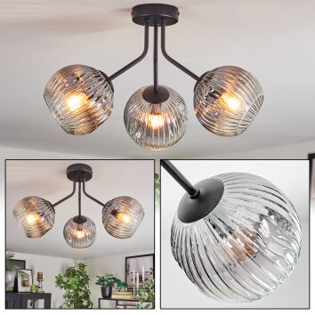 Ripoll Plafonnier, Boule lumineuse Clair, Fumé, 3 lumières Ripoll Plafonnier, Boule lumineuse Clair, Fumé, 3 lumières