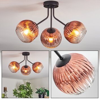 Ripoll Plafonnier, Boule lumineuse Clair, Cuivré, 3 lumières Ripoll Plafonnier, Boule lumineuse Clair, Cuivré, 3 lumières