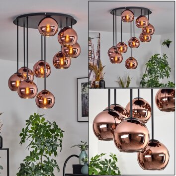 Koyoto Plafonnier, Boule lumineuse Cuivré, 9 lumières Koyoto Plafonnier, Boule lumineuse Cuivré, 9 lumières