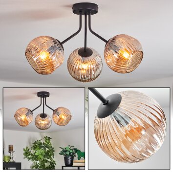 Ripoll Plafonnier, Boule lumineuse Ambre, 3 lumières Ripoll Plafonnier, Boule lumineuse Ambre, 3 lumières