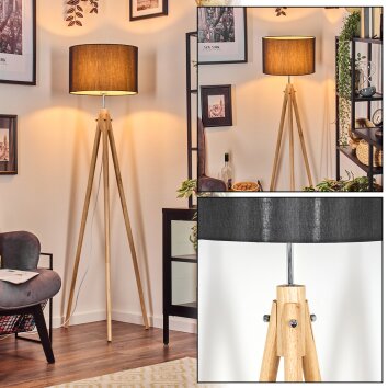Soungou Lampadaire Chrome, Écru, 1 lumière