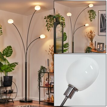 Nikkala Lampadaire Chrome, Noir, 3 lumières