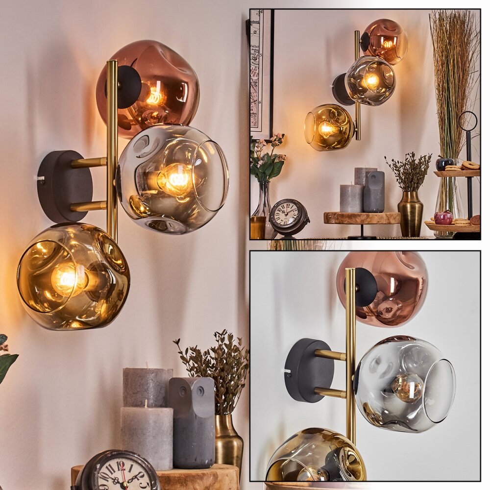 Ripoll Boule lumineuse, Applique murale Or, Noir, 3 lumières main product photo