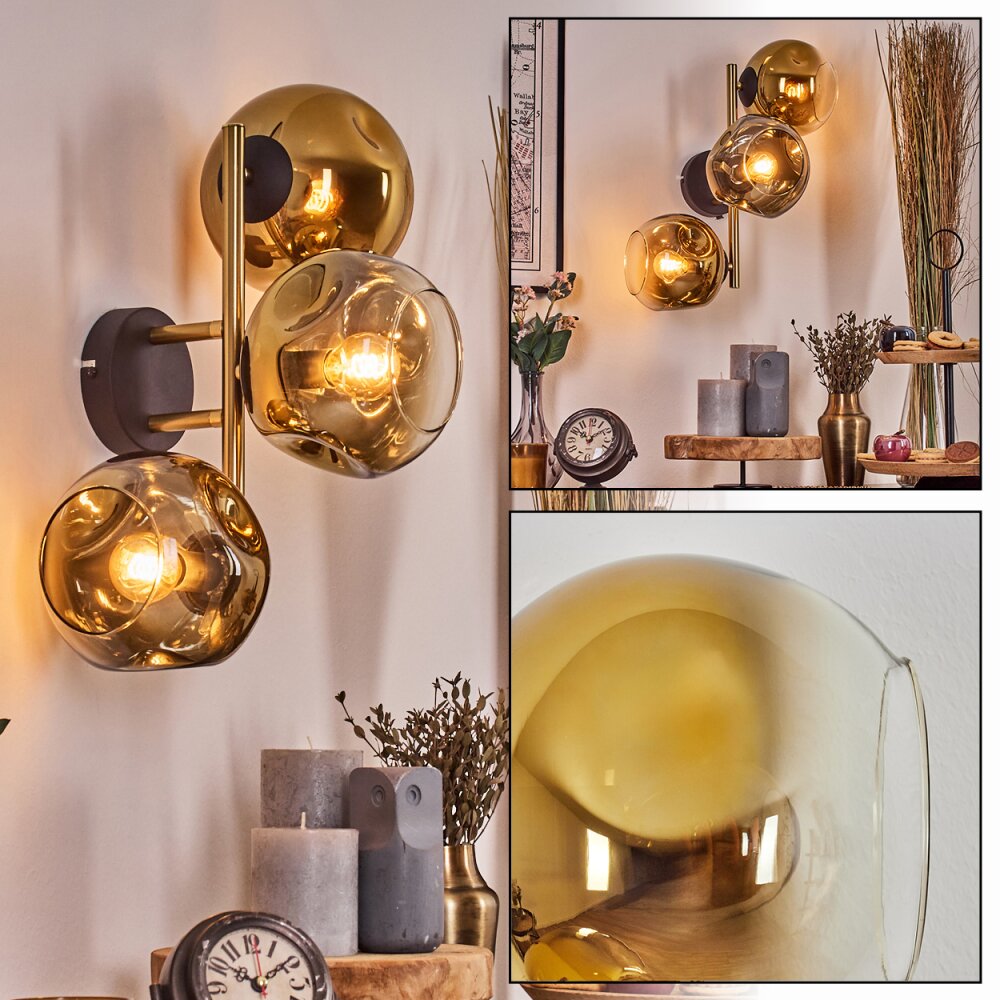 Ripoll Boule lumineuse, Applique murale Or, Noir, 3 lumières main product photo