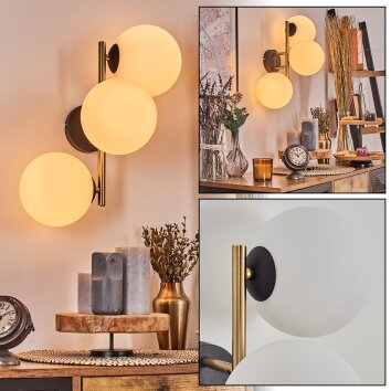 Gastor Boule lumineuse, Applique murale Or, Noir, 3 lumières