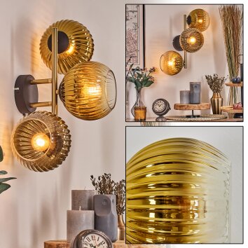 Koyoto Boule lumineuse, Applique murale 30 cm Or, Noir, 3 lumières