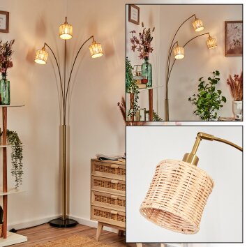 Cavaca Lampadaire Laiton, Noir, 3 lumières