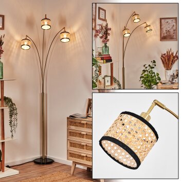 Ramila Lampadaire Laiton, Noir, 3 lumières