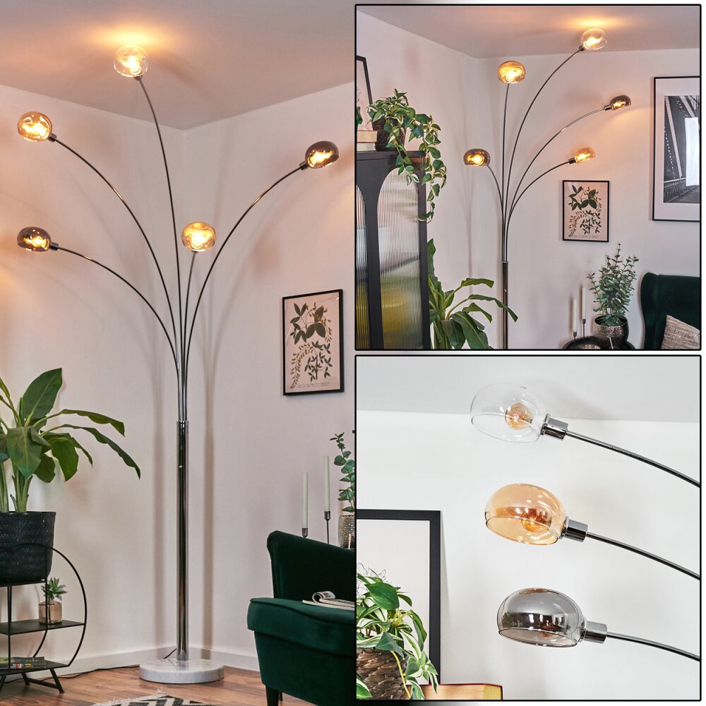 Nikkala Lampadaire Chrome, Blanc, 5 lumières main product photo