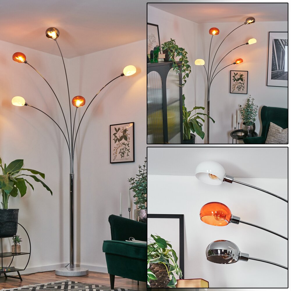 Nikkala Lampadaire Chrome, Blanc, 5 lumières main product photo
