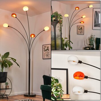 Nikkala Lampadaire Chrome, Noir, 5 lumières