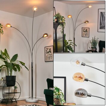 Nikkala Lampadaire Chrome, Blanc, 3 lumières Nikkala Lampadaire Chrome, Blanc, 3 lumières
