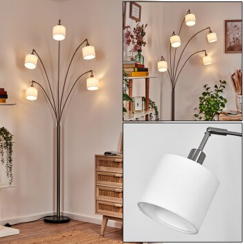 Bassagoda Lampadaire Nickel mat, Noir, 5 lumières Bassagoda Lampadaire Nickel mat, Noir, 5 lumières
