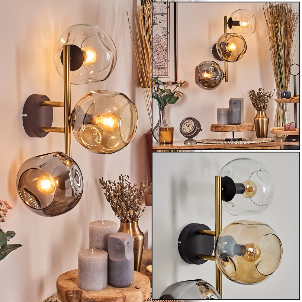 Ripoll Boule lumineuse, Applique murale Or, Noir, 3 lumières main product photo