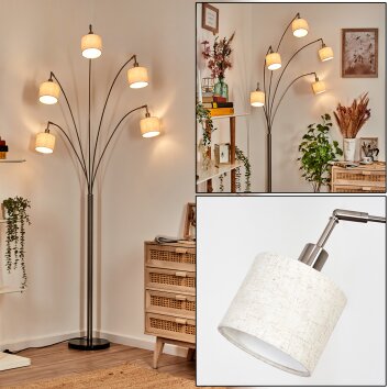 Bassagoda Lampadaire Nickel mat, Noir, 5 lumières Bassagoda Lampadaire Nickel mat, Noir, 5 lumières