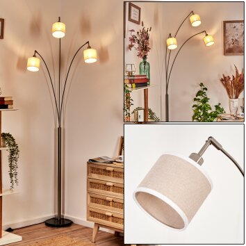 Bassagoda Lampadaire Nickel mat, Noir, 3 lumières Bassagoda Lampadaire Nickel mat, Noir, 3 lumières