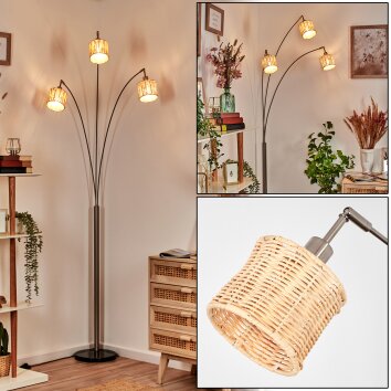 Cavaca Lampadaire Nickel mat, Noir, 3 lumières