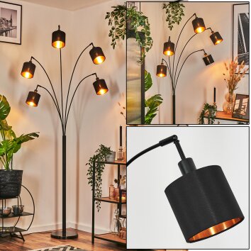 Alsen Lampadaire Noir, 5 lumières