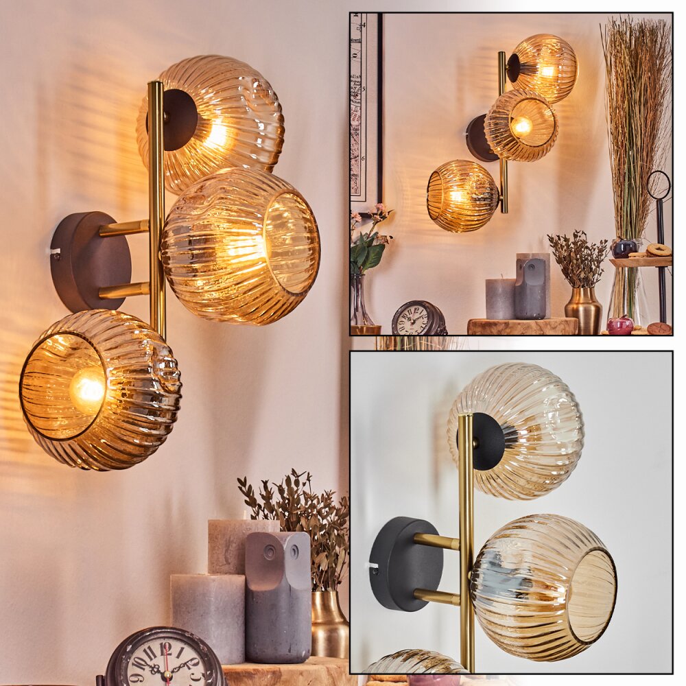 Ripoll Boule lumineuse, Applique murale Or, Noir, 3 lumières main product photo