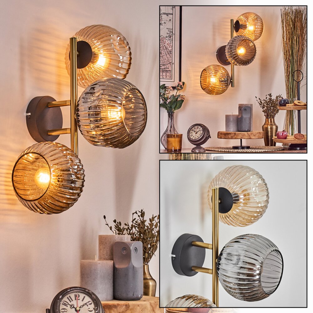 Ripoll Boule lumineuse, Applique murale Or, Noir, 3 lumières main product photo