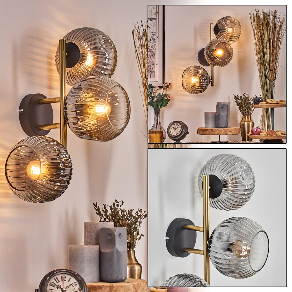 Ripoll Boule lumineuse, Applique murale Or, Noir, 3 lumières main product photo