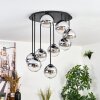 Gastor Plafonnier, Boule lumineuse 57 cm Chrome, Clair, Fumé, 9 lumières