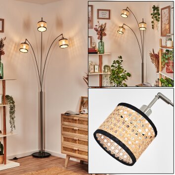 Ramila Lampadaire Nickel mat, Noir, 3 lumières