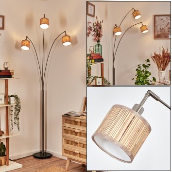 Bongal Lampadaire Nickel mat, Noir, 3 lumières