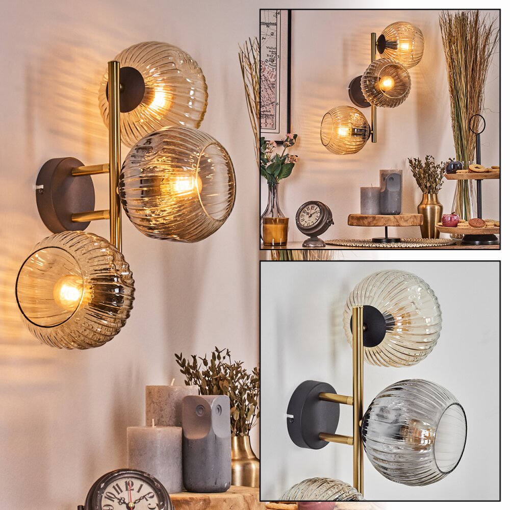 Ripoll Boule lumineuse, Applique murale Or, Noir, 3 lumières main product photo