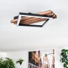 Ellekilde Plafonnier LED Brun, Couleur bois, Noir, 1 lumière