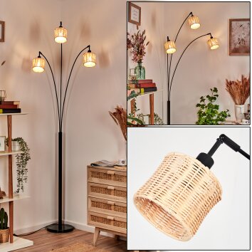 Cavaca Lampadaire Noir, 3 lumières