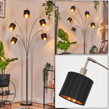 Alsen Lampadaire Nickel mat, Noir, 5 lumières