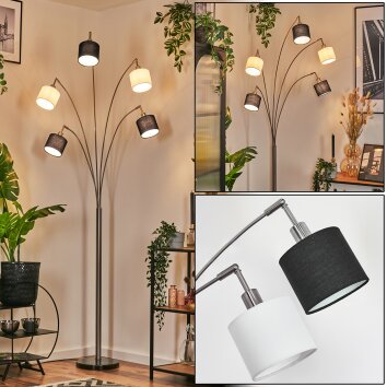 Bassagoda Lampadaire Nickel mat, Noir, 5 lumières Bassagoda Lampadaire Nickel mat, Noir, 5 lumières