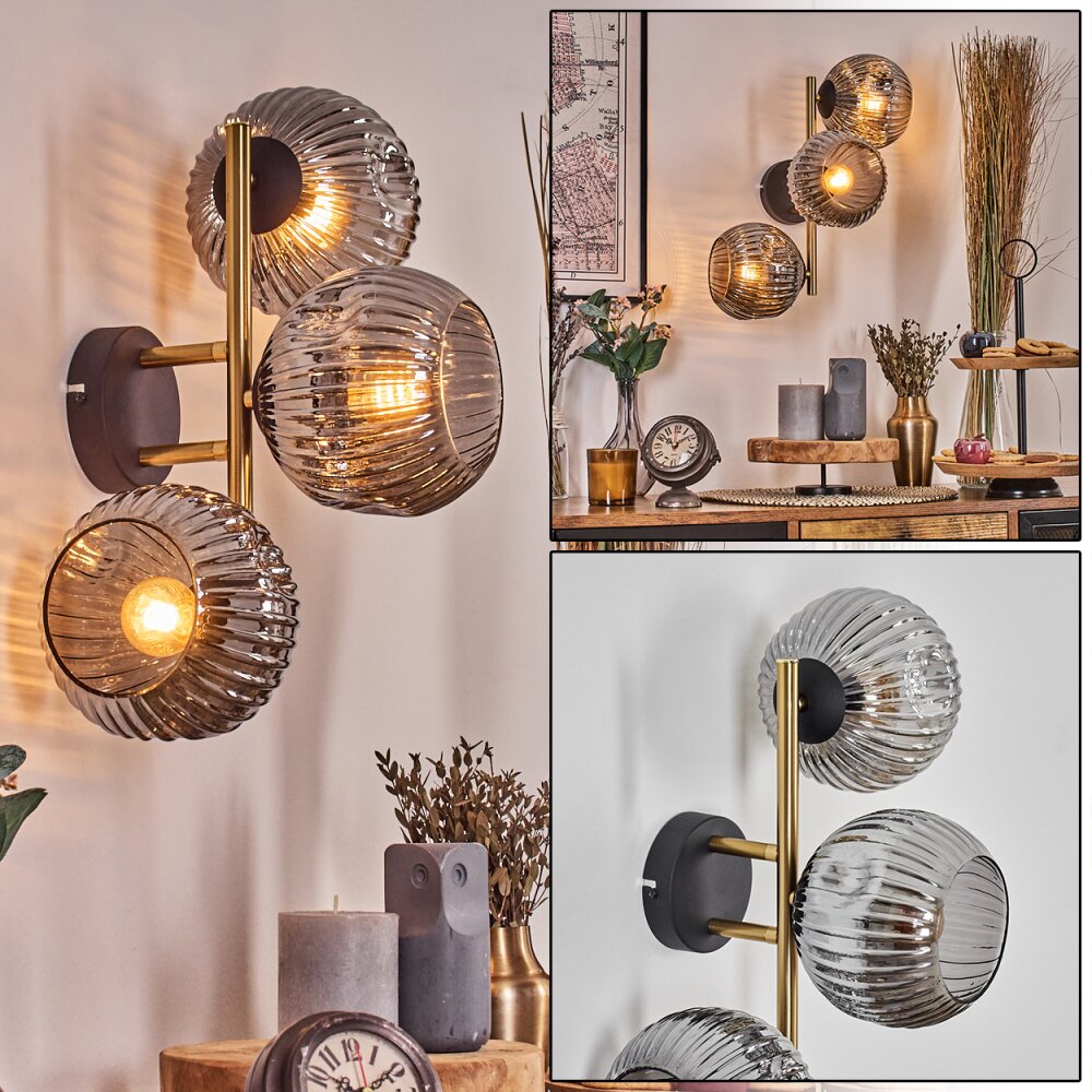 Ripoll Boule lumineuse, Applique murale Or, Noir, 3 lumières main product photo