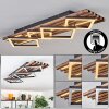 Ellekilde Plafonnier LED Brun, Couleur bois, Noir, 2 lumières