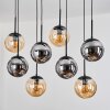 Gastor Suspension, Boule lumineuse, Suspension Ambre, Fumé, 8 lumières