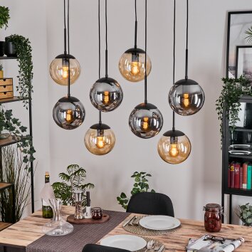 Gastor Suspension, Boule lumineuse, Suspension Ambre, Fumé, 8 lumières
